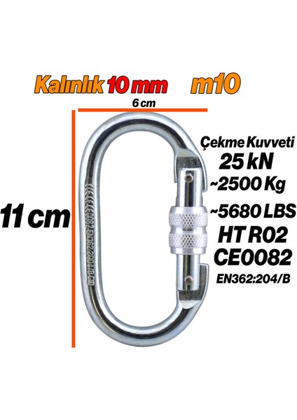 Oval Kilitli Karabina 10 mm Kanca Paslanmaz Çelik Kilit Tırmanma Kamp Ekipman Tırmanış Ip Askı Kilid fiyatları