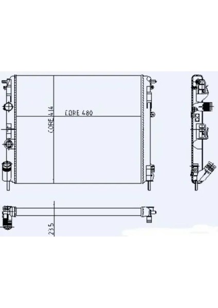 Motor Radyator Clıo Iı 1,9d (2 Sıra Al+Pl) / (480X414,5X23,5)
