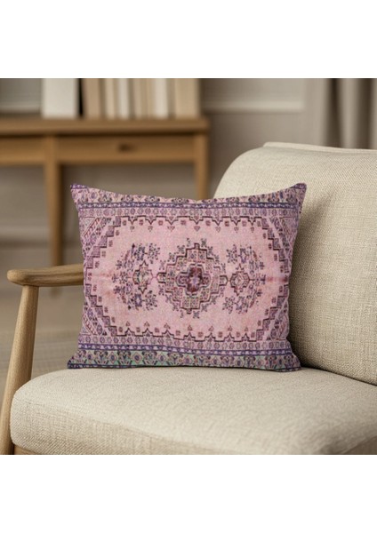 Lila Etnik Desenli Baskı Kırlent Kılıfı modelleri