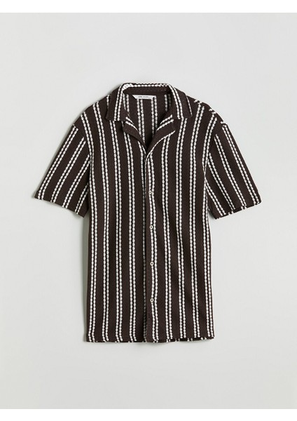 Yeni Sezon Regular Fit Kisa Kollu Desenli Erkek Gomlek - S5PI96Z8