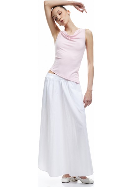 Yeni Sezon Slim Fit Degaje Yaka Asimetrik Kolsuz Viskon Bluz