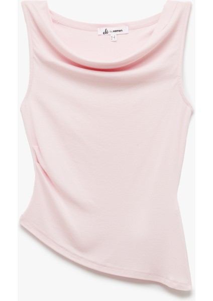 Yeni Sezon Slim Fit Degaje Yaka Asimetrik Kolsuz Viskon Bluz modelleri