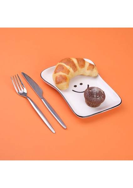 Kitchen Gülücük Desenli Servis Tabağı - Siyah / Beyaz - 19 cm fiyatları