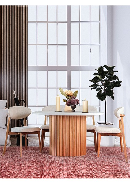 Luna Oval Natural Ahşap Bohem Masa 80X150