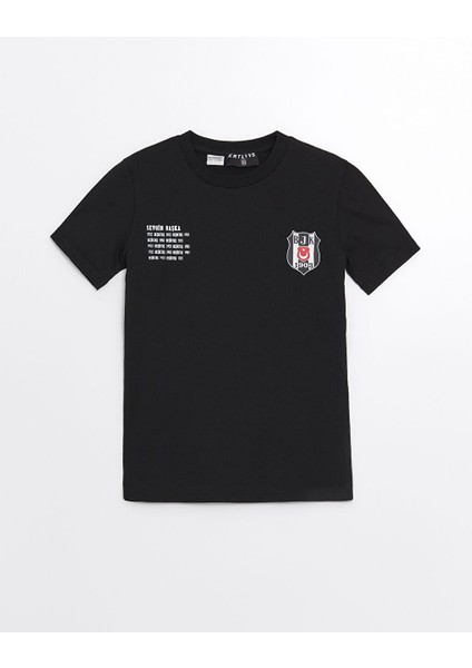 Yeni Sezon Bisiklet Yaka Besiktas Baskili Kisa Kollu Erkek Cocuk Tisort - S4NY14Z4