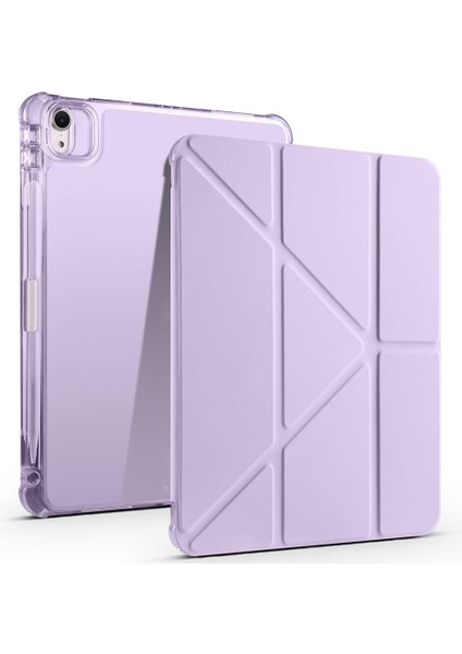 iPad Air 11 2025 M3 Kılıf Tlzn Tri Folding Kalem Bölmeli Standlı Kılıf - Lila