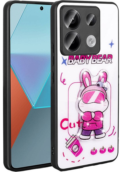 Xiaomi Redmi Note 13 Pro 5g Kılıf Parlayan Kabartmalı Ikonik Figürlü Tlzn Amas Silikon Kapak-Beyaz
