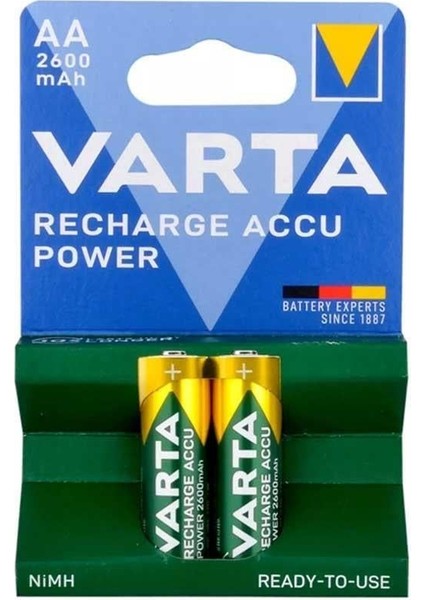 Nı-Mh 1.2 Volt 2600 Mah R2U Aa Şarjlı 2'li Kalem Pil