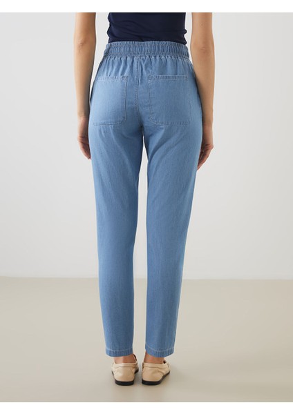 Yeni Sezon Beli Lastikli Paperbag Kadin Jean Pantolon - S5GN61Z8 fırsatları