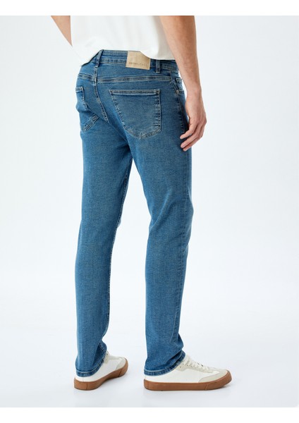 Yeni Sezon Pamuklu Düğmeli Slim Fit Jean Pantolon - Brad Jean