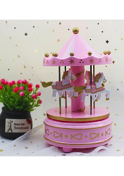Pembe Atlıkarınca Hareketli Dönen Müzik Kutusu ve Kar Tanesi Temalı Kolye modelleri