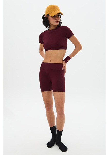 Kumo Kısa Crop Top Bordo