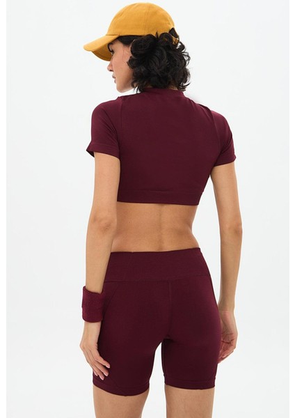 Kumo Kısa Crop Top Bordo