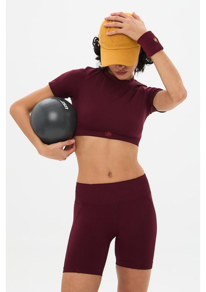Kumo Kısa Crop Top Bordo