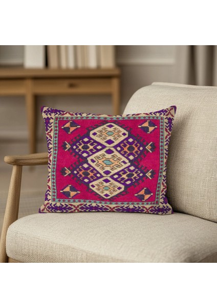 Dijital Baskılı Canlı Desenli Kırlent Kılıfı Kare