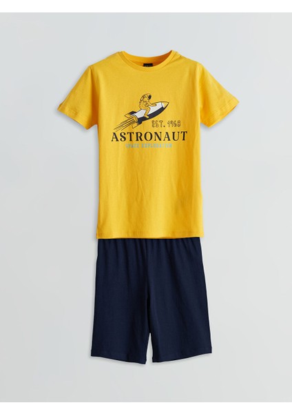 Yeni Sezon Bisiklet Yaka Erkek Cocuk Sortlu Pijama Takimi - S5L834Z4