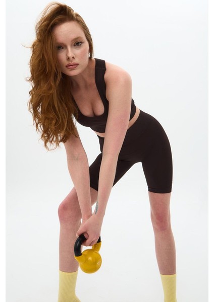 Sakura Çift Kat Spor Bra Kahve