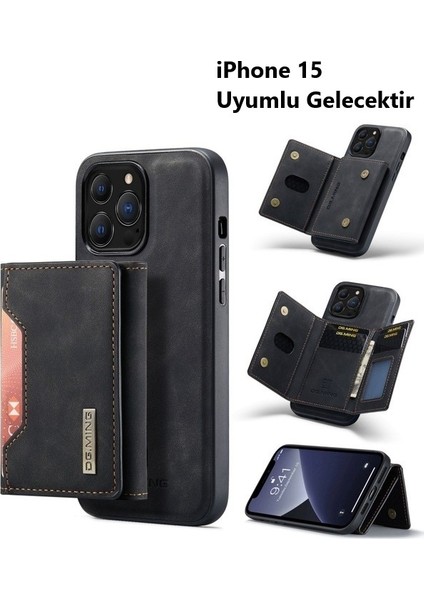 Iphone 15 Dg Mıng 2 Parça Ayrılabilir Güçlü Manyetik Cüzdanlı Kılıf