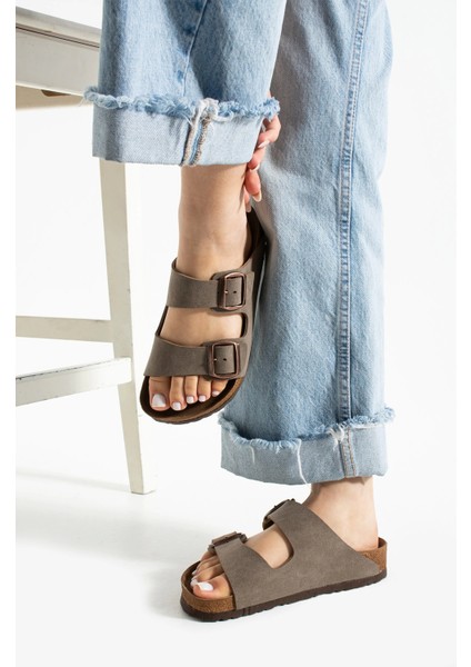 Fuga Comfort Unisex Tokalı Terlik Vizon modelleri