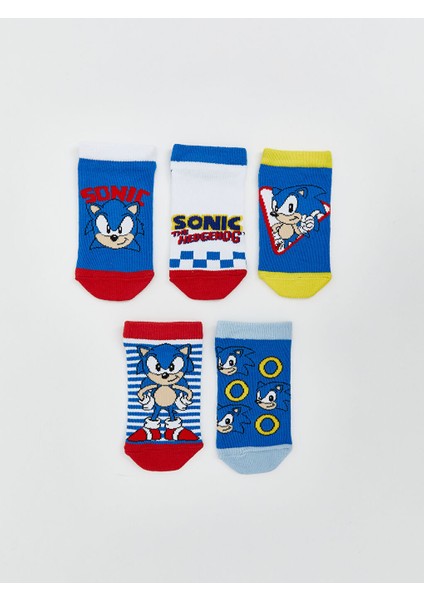 Yeni Sezon Sonic Desenli Erkek Cocuk Patik Corap 5'li - S5ET24Z4