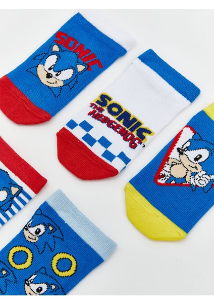 Yeni Sezon Sonic Desenli Erkek Cocuk Patik Corap 5'li - S5ET24Z4