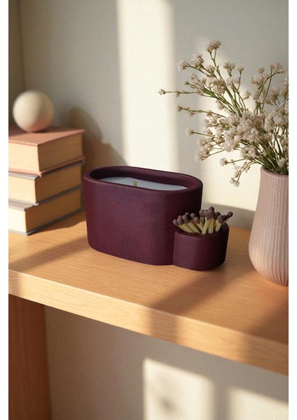 Minimalist Oval Beton Mumluk - Dekoratif ve Hediyelik Organik Soya Wax'lı Beton Mumluk modelleri