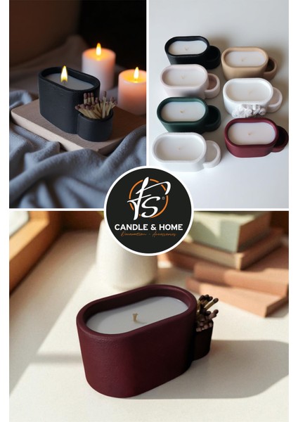 Minimalist Oval Beton Mumluk - Dekoratif ve Hediyelik Organik Soya Wax'lı Beton Mumluk fırsatları