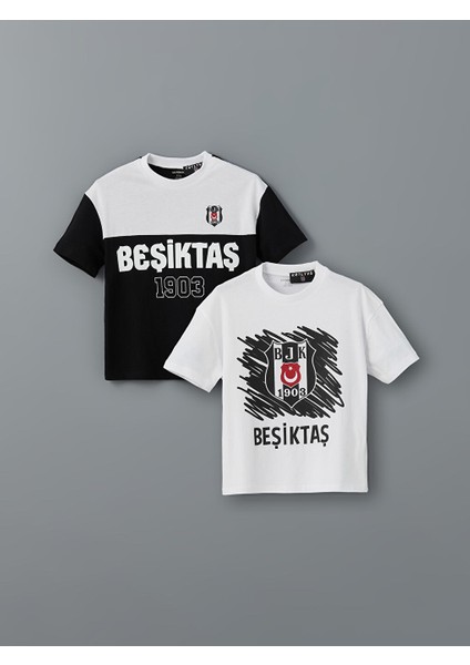 Yeni Sezon Bisiklet Yaka Besiktas Baskili Erkek Cocuk Tisort 2'li - S59857Z1