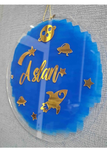 Boyalı Pleksi Uzay Temalı Bebek Çocuk Hastane Kapı Süsü