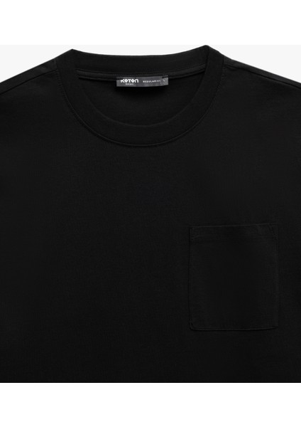 Yeni Sezon Kısa Kollu Cepli Regular Fit Bisiklet Yaka Pamuklu Basic Erkek Tişört modelleri