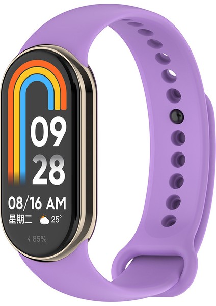 Xiaomi Mi Band 9 Serisi Klasik Kordon Silikon Strap Kayış-Lila