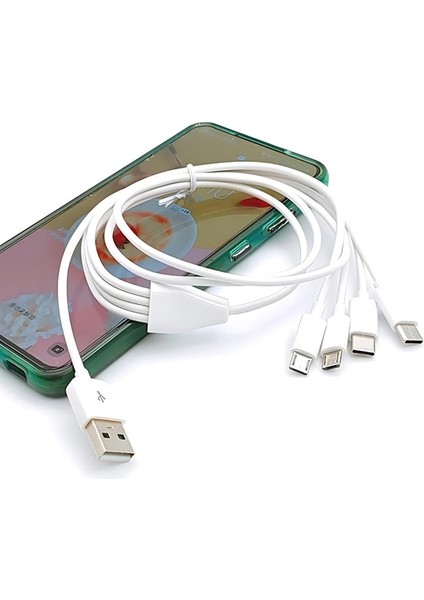 4 In 1 Şarj Kablosu 2x Type-C 2x Micro USB Çoklayıcı 1 Metre indirimleri