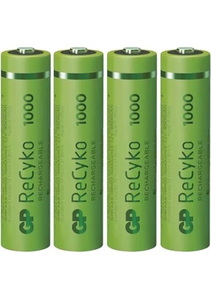 Recyko 950 Mah Aaa 4'lü Şarjlı Ince Kalem Pil GP100AAAHCE-2EB4 (GPRHC103E001) fiyatları