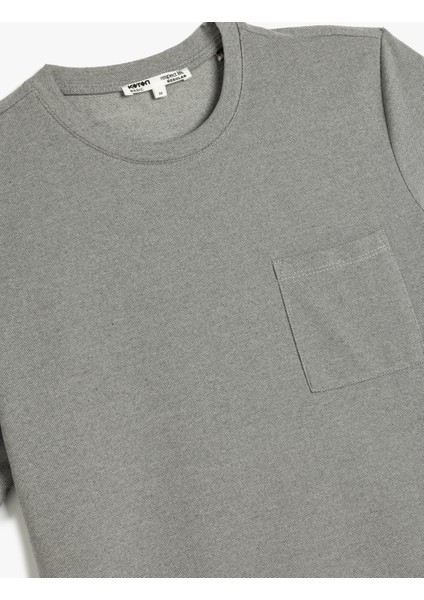 Yeni Sezon Cep Detaylı Bisiklet Yaka Regular Fit Pike Kumaş Kısa Kollu Basic Tişört modelleri