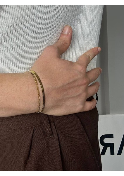 Altın Ince-Kalın Bileklik Paslanmaz Çelik Erkek Kadın Parlak Yüzey Unısex fiyatları