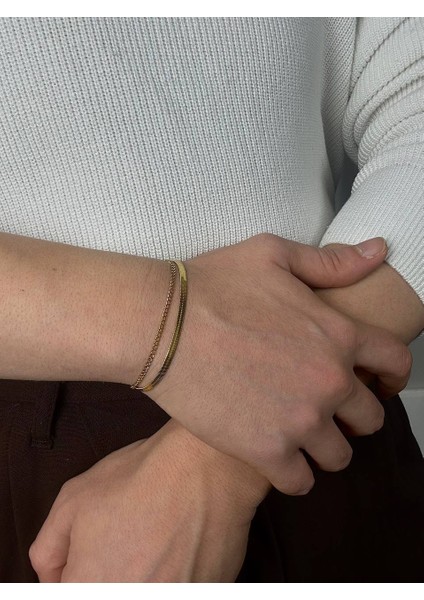 Altın Ince-Kalın Bileklik Paslanmaz Çelik Erkek Kadın Parlak Yüzey Unısex fırsatları