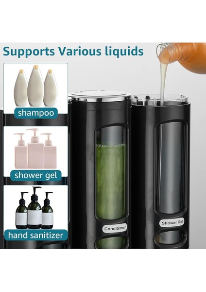 3 Adet Siyah 400ML Manuel Şampuan Sıvı Tutucu Banyo Mutfak Lavabo Oteller El Dezenfektanı Sabunluk modelleri
