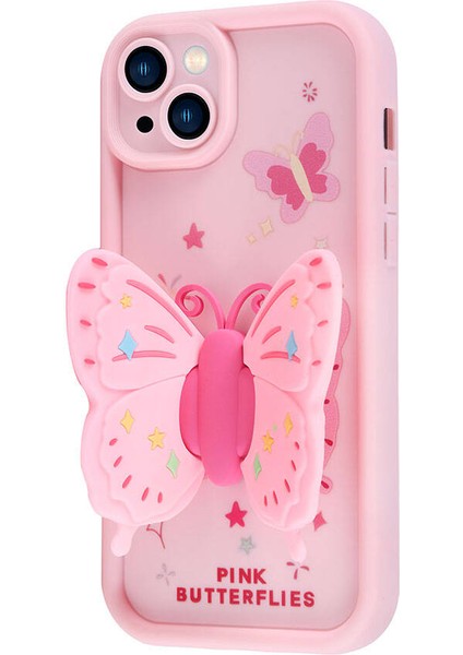 Apple iPhone 15 Kılıf Kamera Korumalı Figür Tasarımlı Tlzn Kapya Kapak-Pembe Açık indirimleri