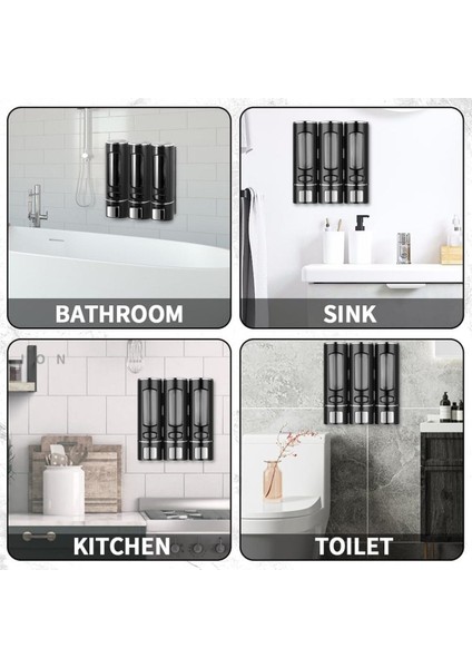 3 Adet Siyah 400 ml El Dezenfektanı Sabunluk Manuel Şampuan Sıvı Tutucu Banyo Mutfak Lavabo M-52 fırsatları
