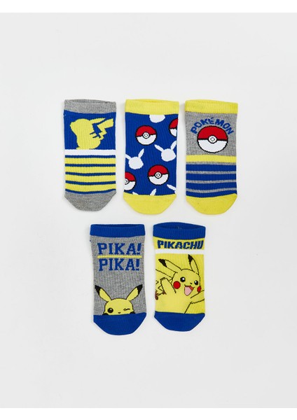 Yeni Sezon Pikachu Desenli Erkek Cocuk Patik Corap 5'li - S5JA23Z4