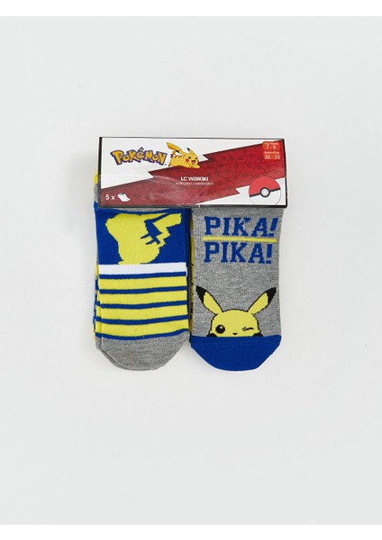 Yeni Sezon Pikachu Desenli Erkek Cocuk Patik Corap 5'li - S5JA23Z4