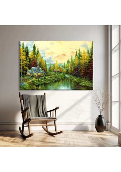 Ormanın Sessizliği ve Nehir Kanvas Tablo