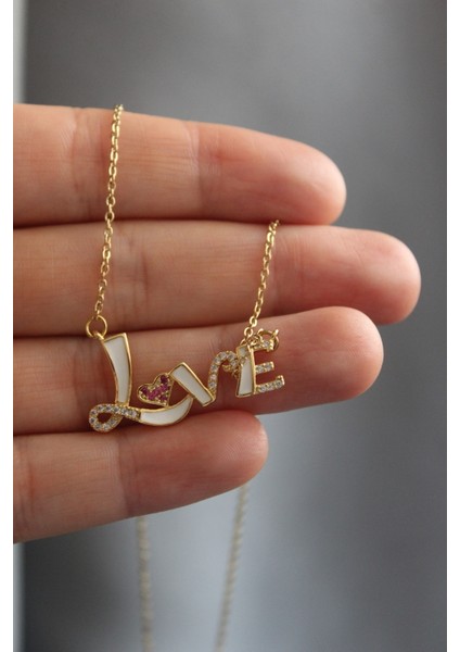 Love Aşk Zirkon Kolye (çelik kolye)