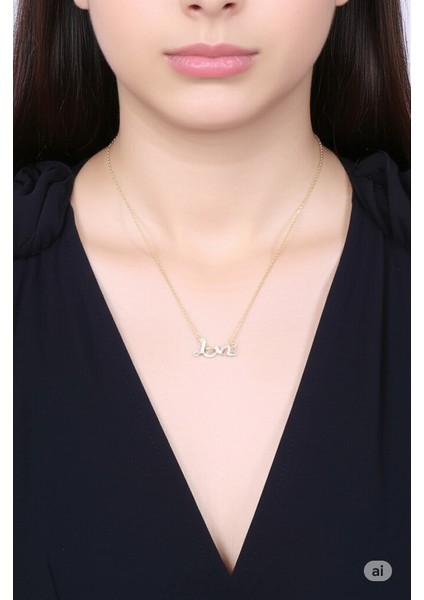 Love Aşk Zirkon Kolye (çelik kolye)