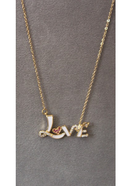Love Aşk Zirkon Kolye (çelik kolye)