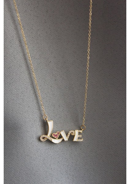 Love Aşk Zirkon Kolye (çelik kolye)