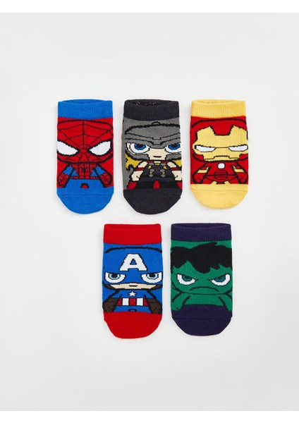 Yeni Sezon Spider-Man Desenli Erkek Cocuk Patik Corap 5'li - S59987Z4