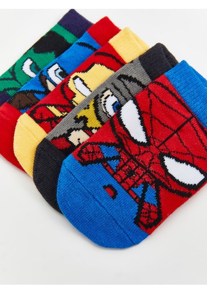 Yeni Sezon Spider-Man Desenli Erkek Cocuk Patik Corap 5'li - S59987Z4