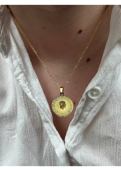 Gold Mustafa Kemal Atatürk Erkek Paslanmaz Çelik Kadın Kolye Unısex Kararmaz Renk Atmaz