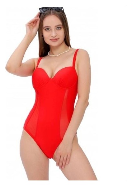 Argisa Dikine Tüllü Modelli Kaplı Mayo